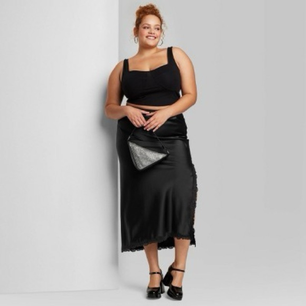 Elegant Black Satin Skirt